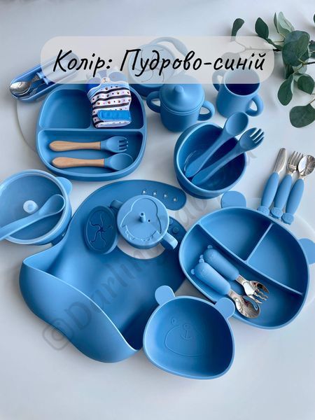 Силиконовая секционная тарелка на присоске &laquo;Квадрат&raquo; коллекции &laquo;Первый прикорм&raquo;, Пудрово-синий 331-9 фото