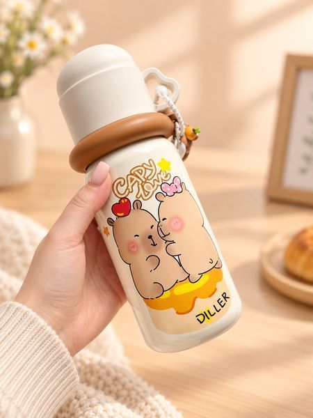 Детский термос 3 в 1 Diller Jam Bear 480 мл с носиком, трубочкой и чашкой, Мишка 446-3 фото