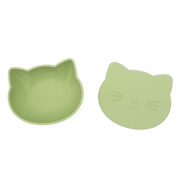 Силіконова кришка для глибокої тарілки "Котик", Оливка 288-2 фото