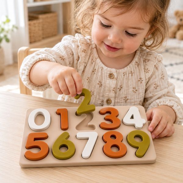 Сенсорний силіконовий сортер-пазл Montessori для дітей "Цифри", Синій 215-3 фото