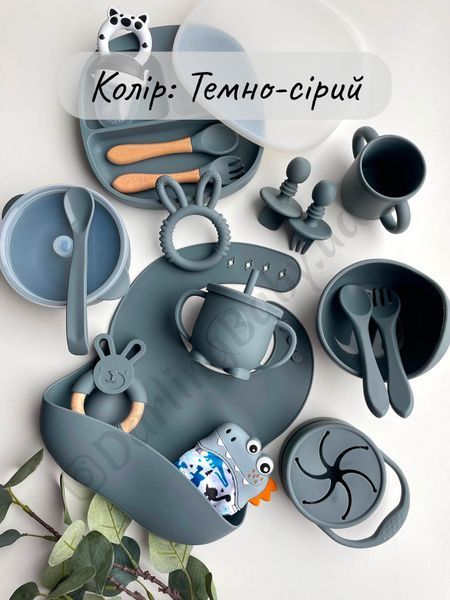 Силиконовая секционная тарелка на присоске &laquo;Квадрат&raquo; коллекции &laquo;Первый прикорм&raquo;, Темно-серый 331-22 фото