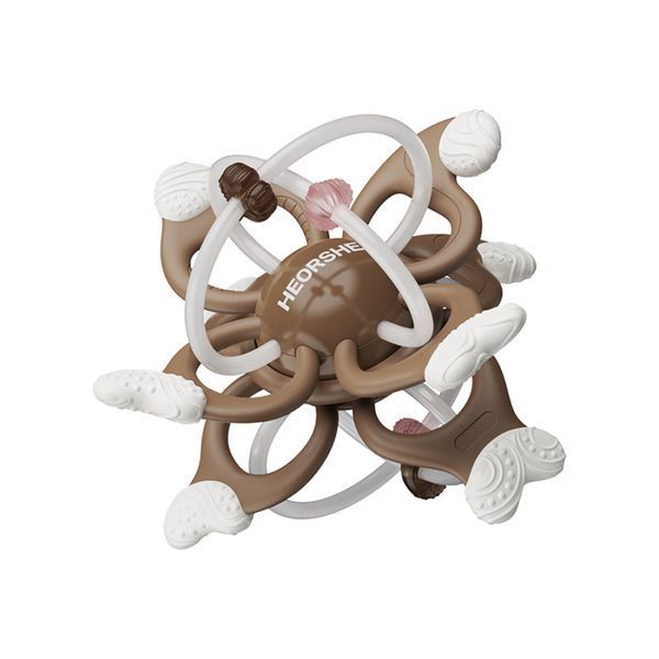 Силіконовий прорізувач для зубів HEORSHE Galaxy Teether - гризунець для немовлят 6+ місяців, Коричневий 231-3 фото