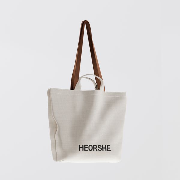 Текстильна сумка-шопер HEORSHE Canvas Tote Bag з короткими та довгими ручками 436-1 фото