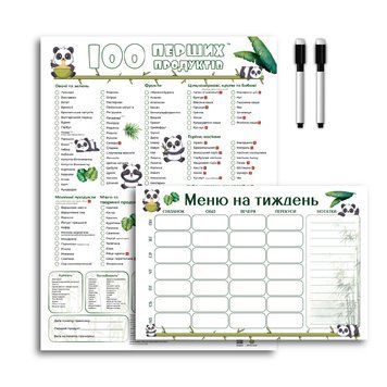Комплект магнитного планера &laquo;100 первых продуктов&raquo; + Недельное меню и 2 маркера, Панда 390 фото